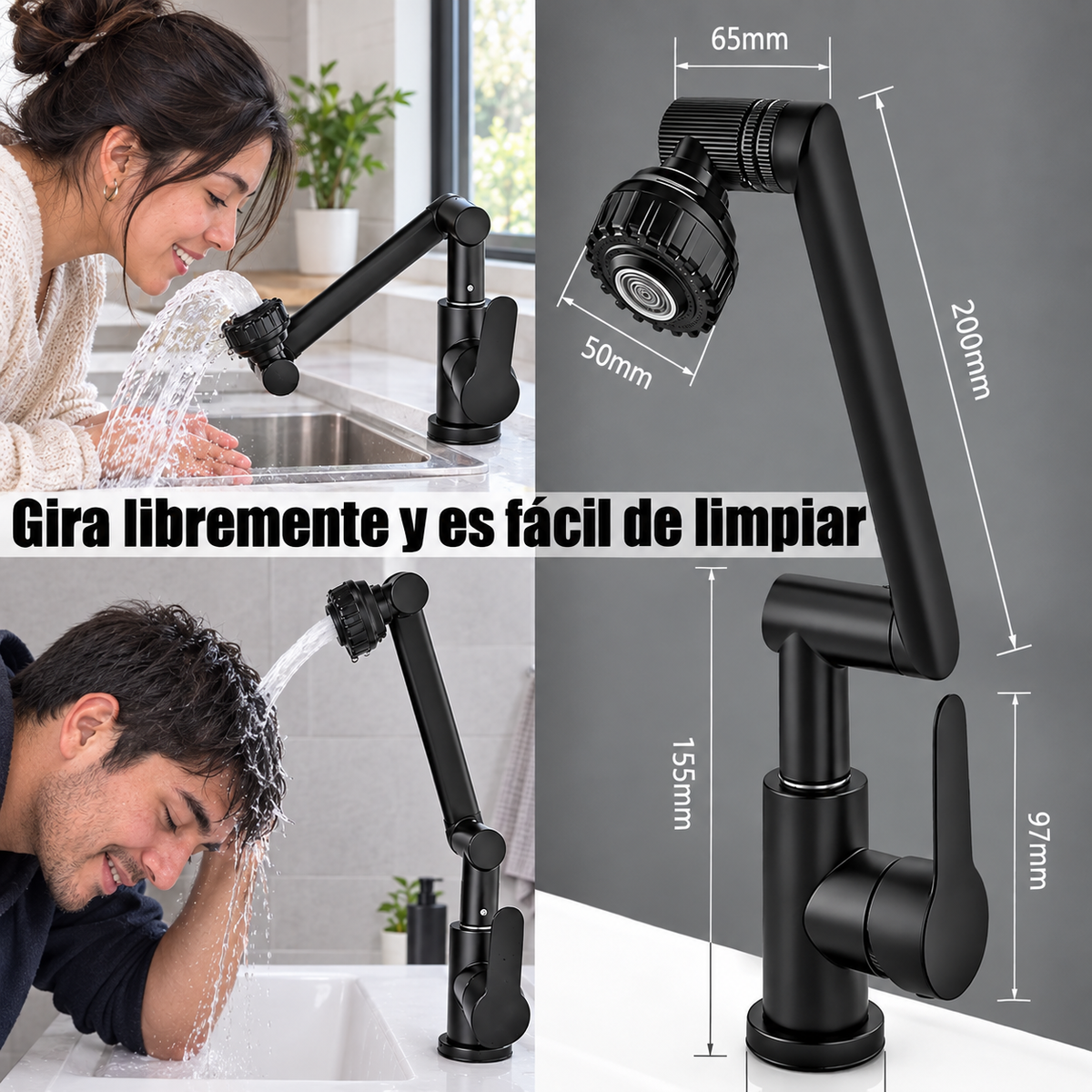 AquaGiro Pro - Grifo con Brazo Giratorio Universal