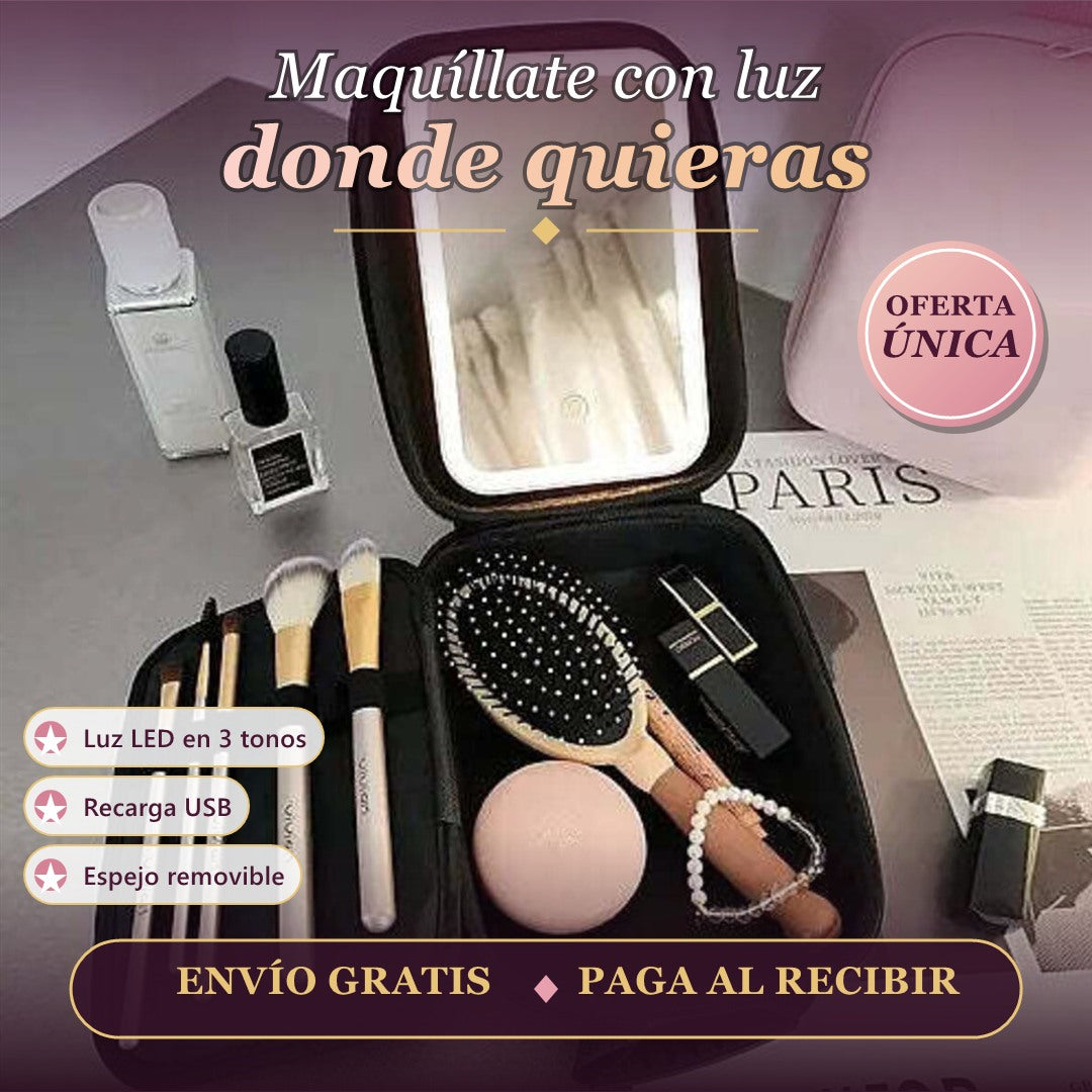 MaquiLuz - Estuche de Maquillaje con Espejo LED
