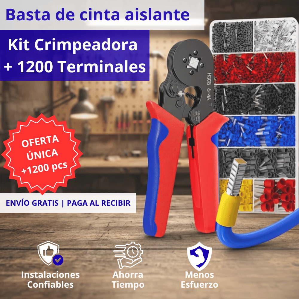 CrimpPro - Kit Alicate Crimpeadora + 1200pcs Terminales