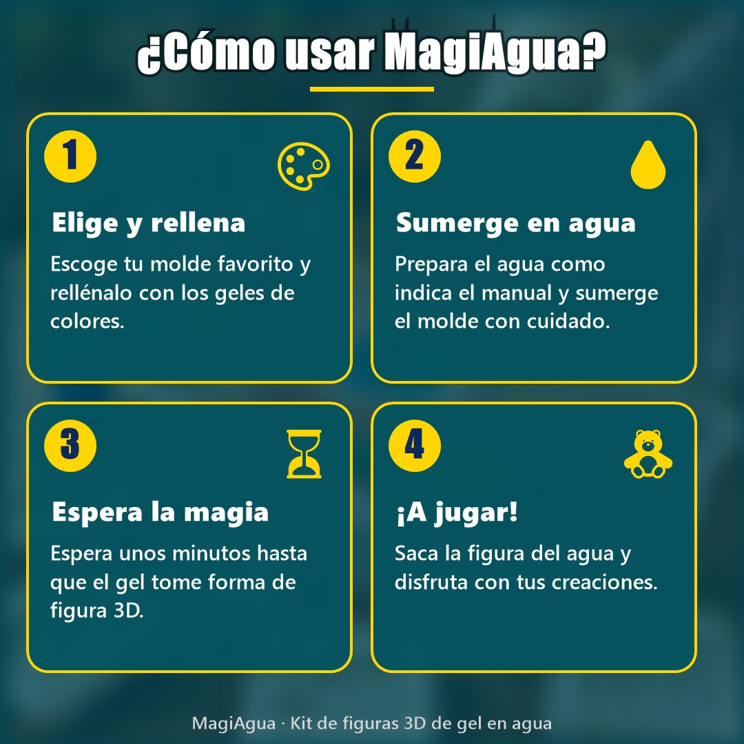 MagiAgua - Kit de Figuras 3D de Gel en Agua