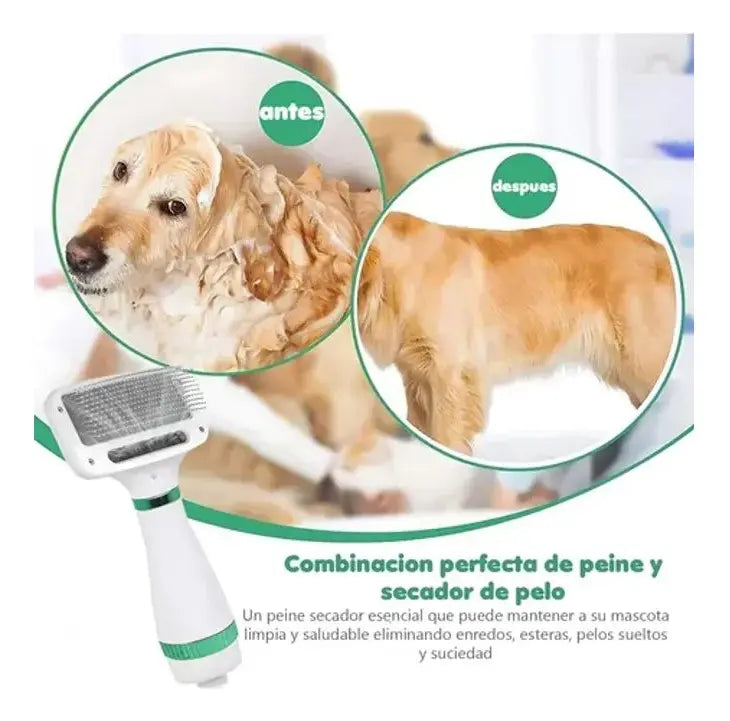 Cepillo Y Secador De Mascotas 2 En 1