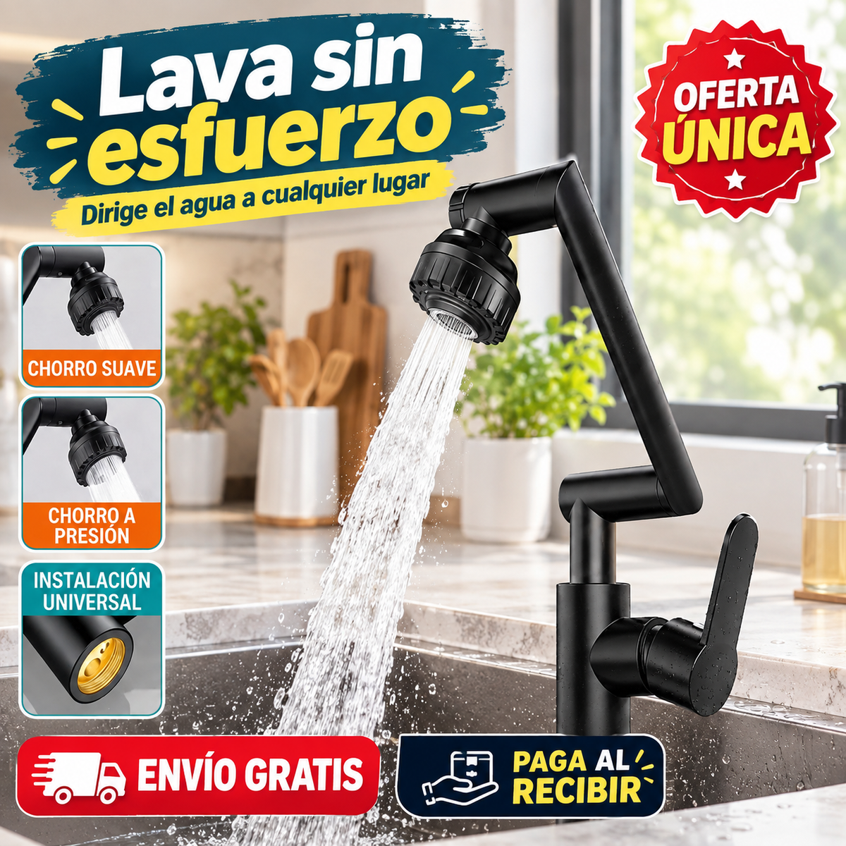 AquaGiro Pro - Grifo con Brazo Giratorio Universal