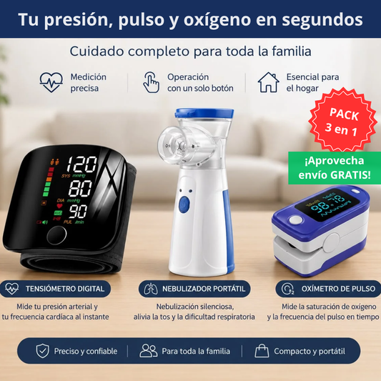 PACK Tensiómetro + Nebulizador + Oxímetro